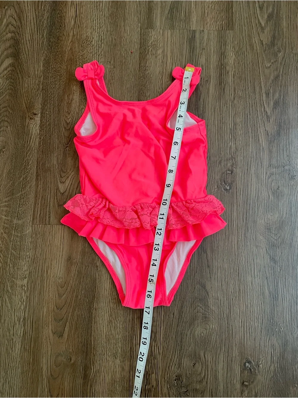 Cat & Jack Neon Pink Ruffle One-Piece Swimsuit Girls Size 4T